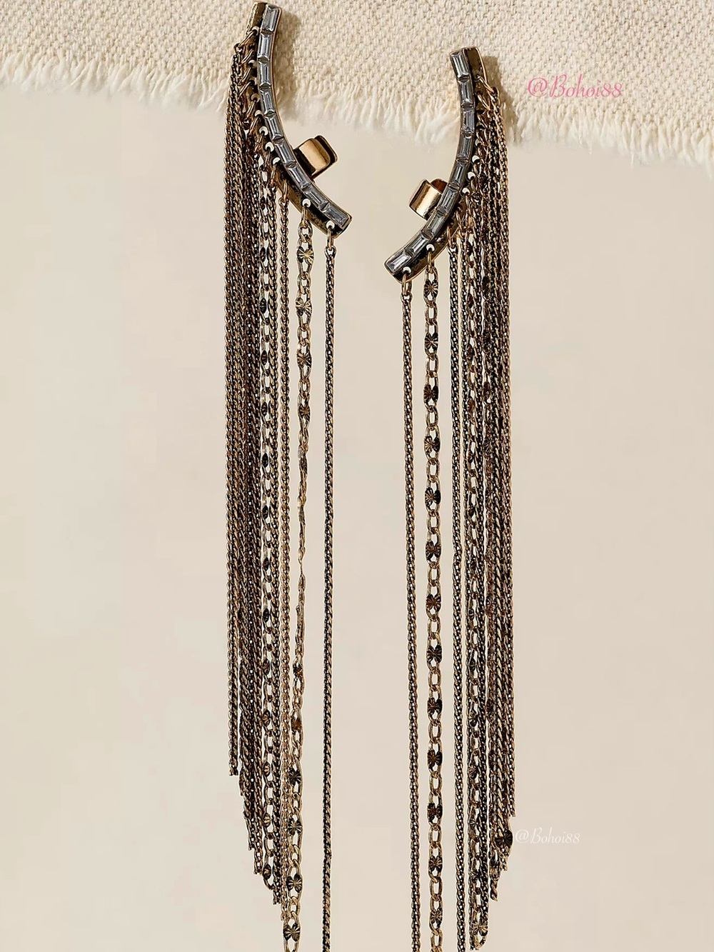NWT Free People Disco Ear Climbers Gold Statement Earrings